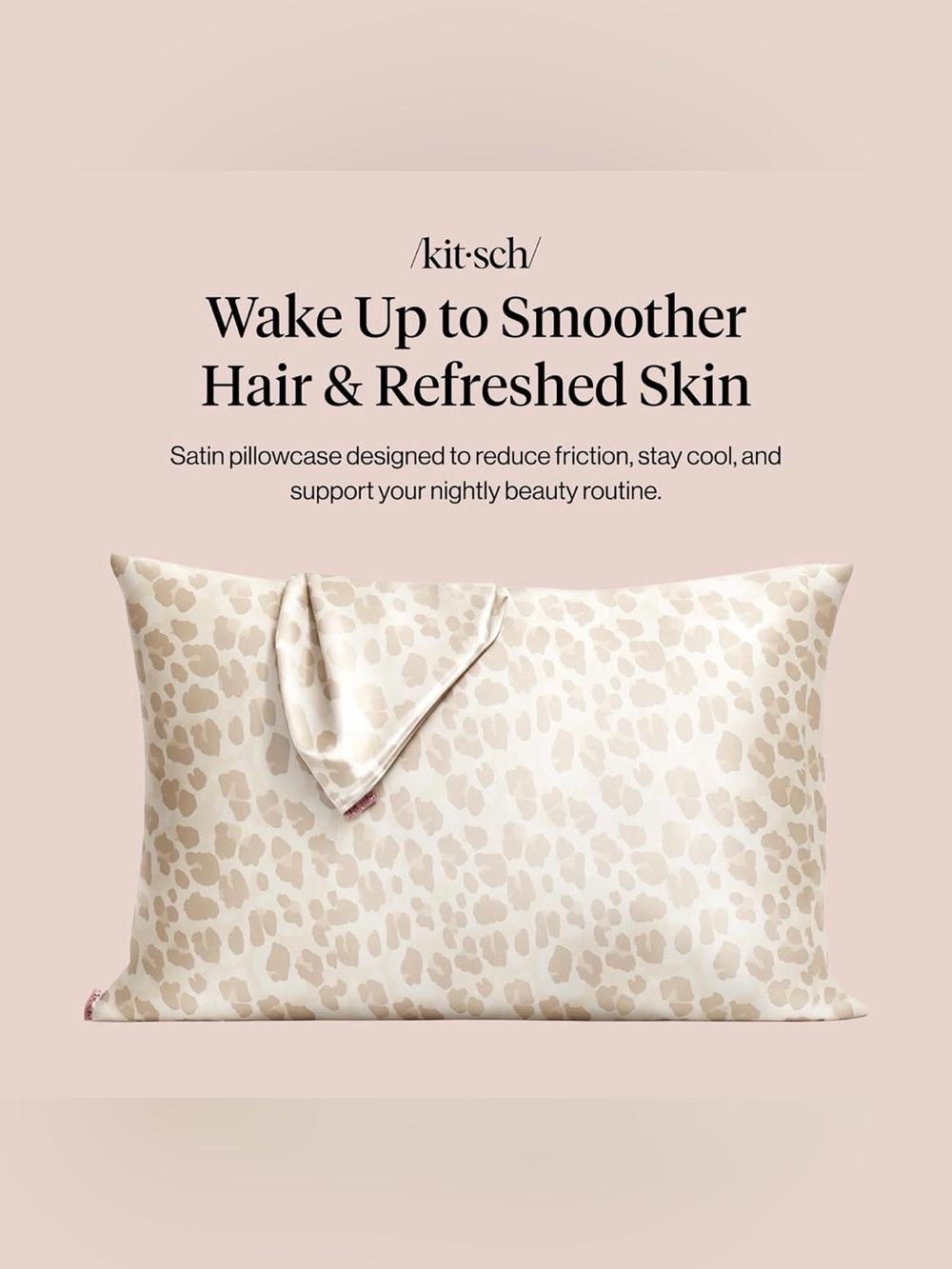 Kitsch Satin Pillowcases in Beige Leopard Print